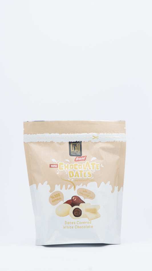 كيس تمر مغطي شيكولاته بيضاء